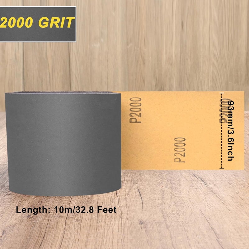 Shineboc 2000 Grit Sandpaper Roll, 3-2/3" Wide 11 Yard Wet Dry Silicon Carbide Longboard Sand Paper for Automotive Metal Wood Sanding＆Polishing - Image 2
